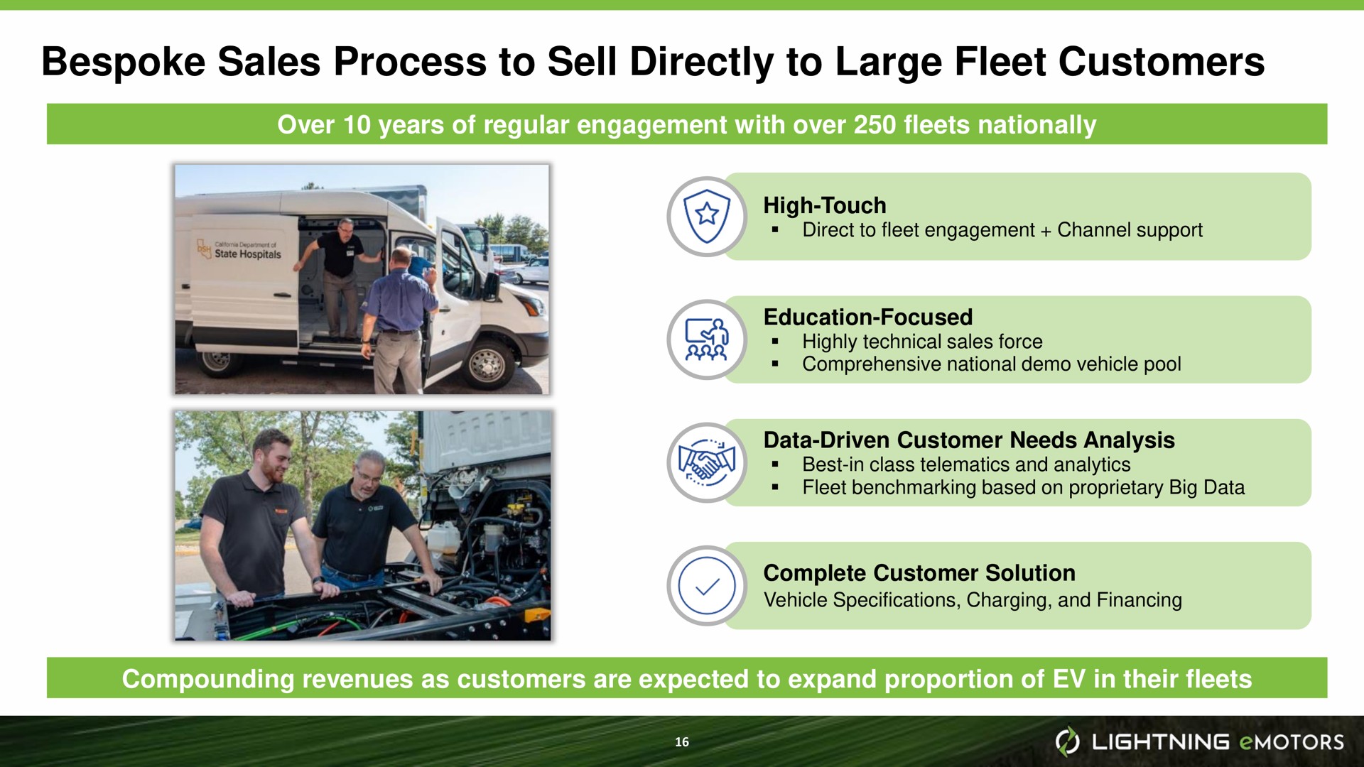 bespoke sales process to sell directly to large fleet customers | Lightning eMotors