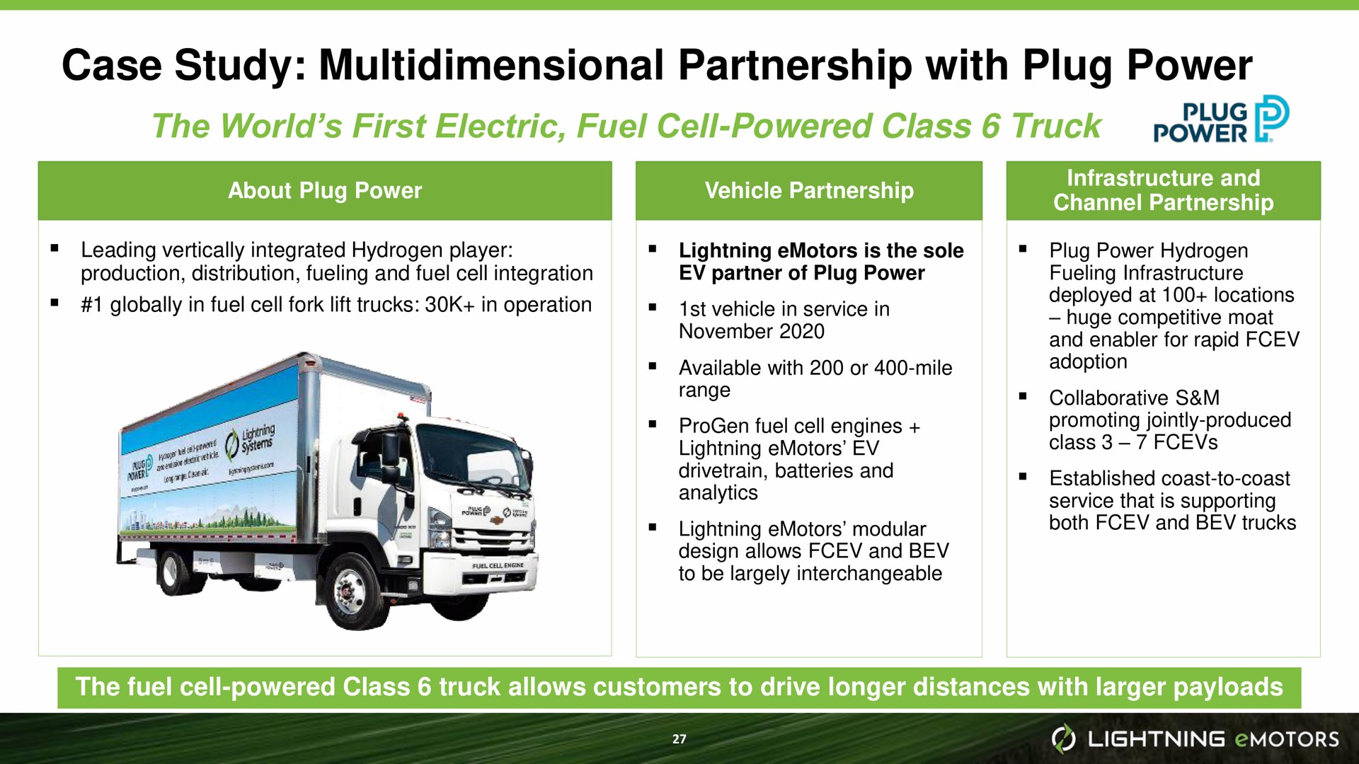 case study multidimensional partnership with plug power the world first electric fuel cell powered class truck | Lightning eMotors