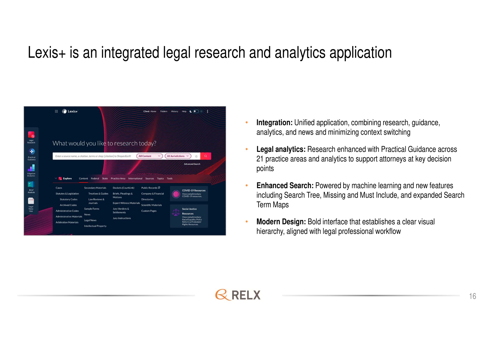 is an integrated legal research and analytics application | RELX