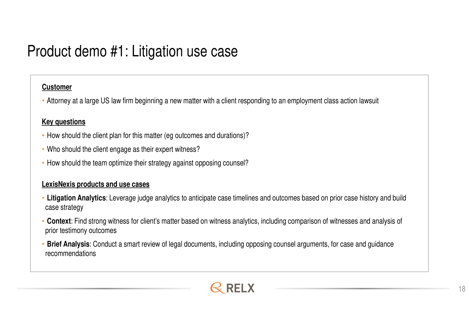 product litigation use case | RELX
