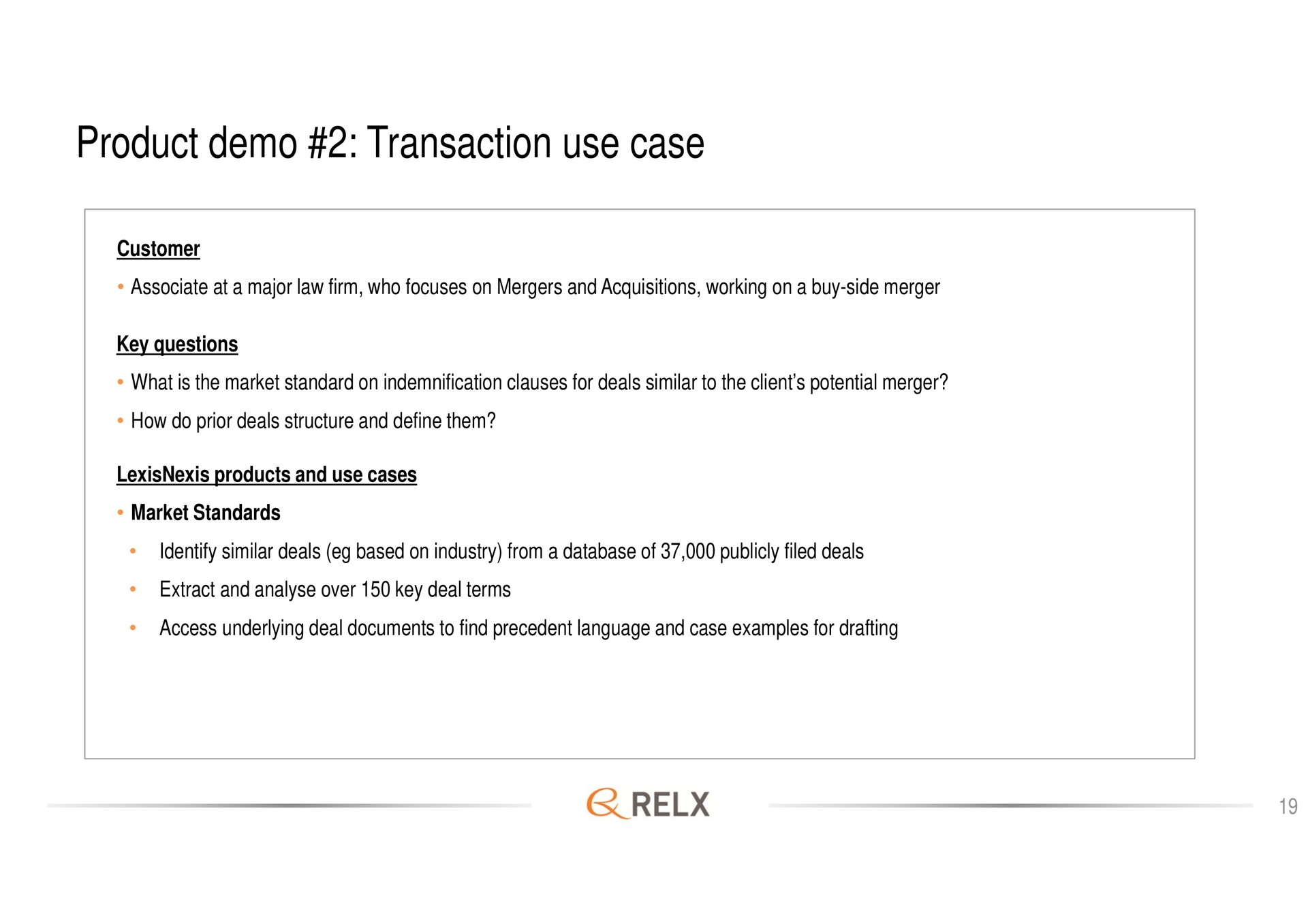 product transaction use case | RELX