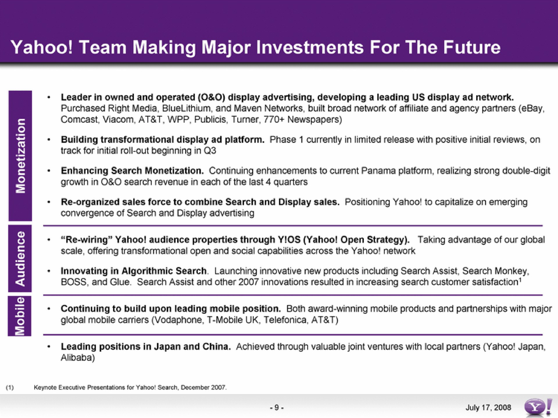 yahoo team making major investments for the future | Yahoo