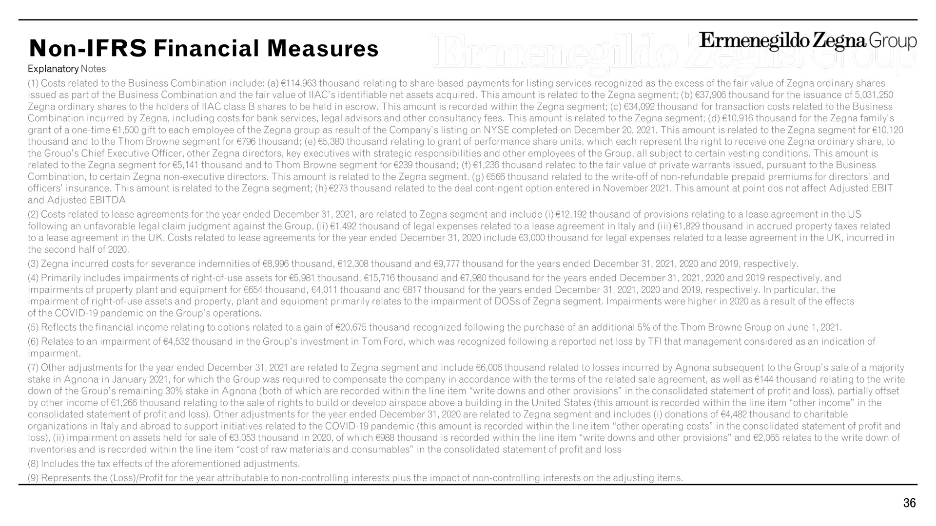 non financial measures group | Zegna