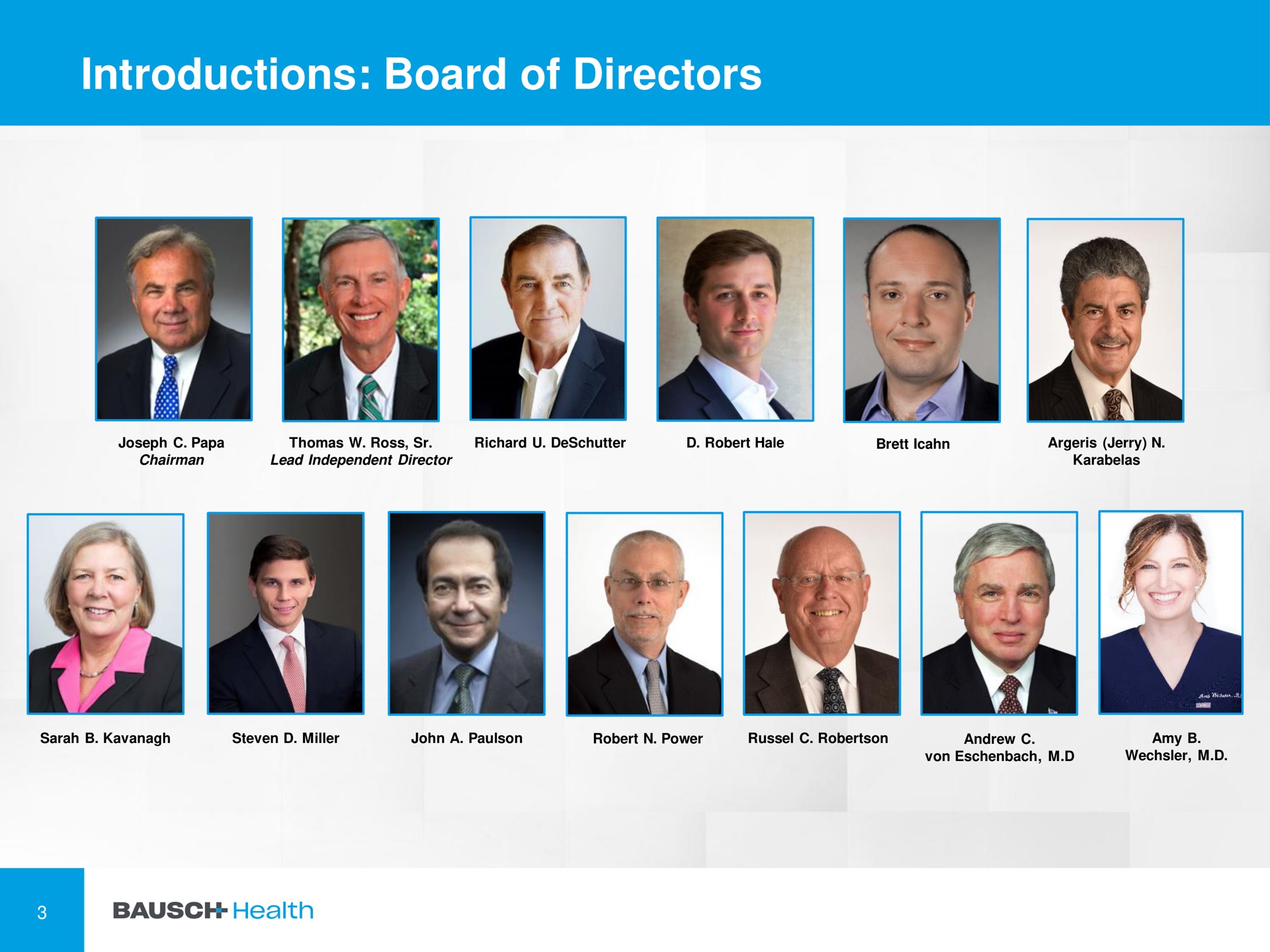introductions board of directors | Bausch Health Companies
