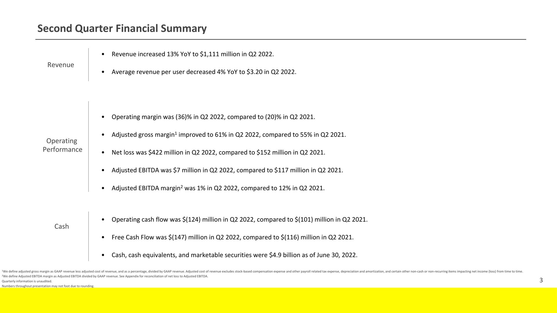 second quarter financial summary | Snap Inc