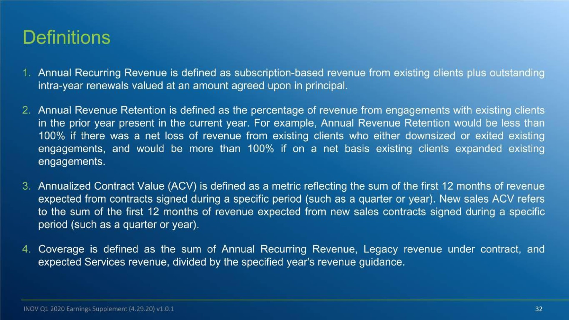 definitions annual recurring revenue is defined as subscription bas | Inovalon