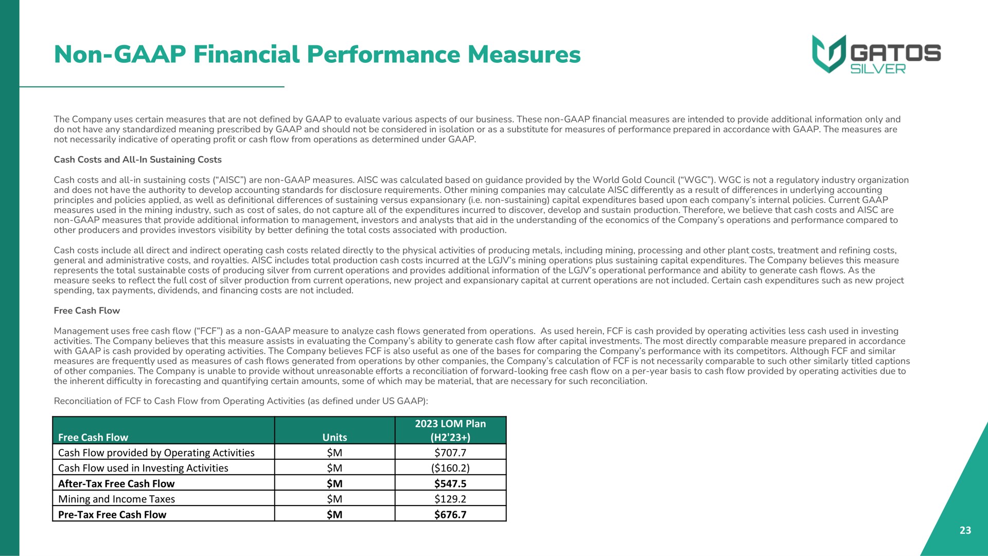 non financial performance measures | Gatos Silver