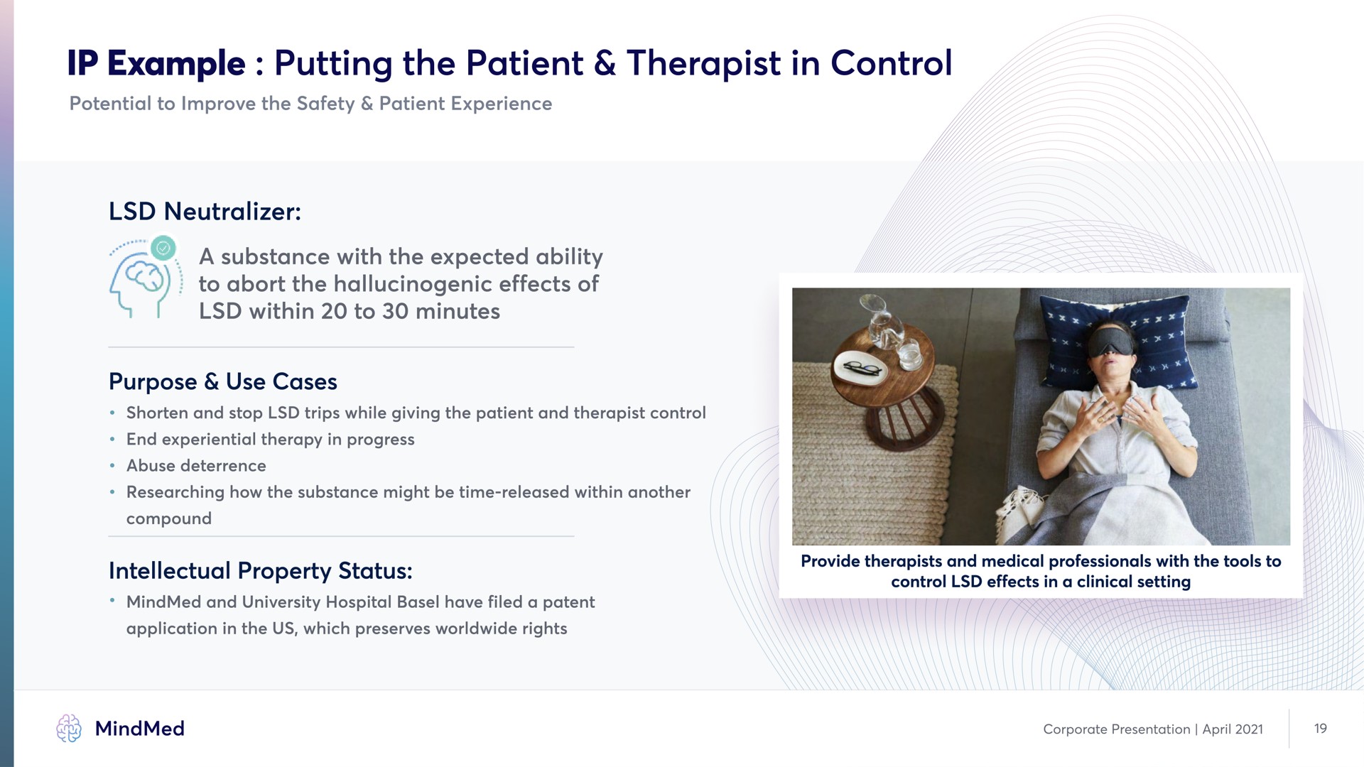 example putting the patient therapist in control within to minutes | MindMed