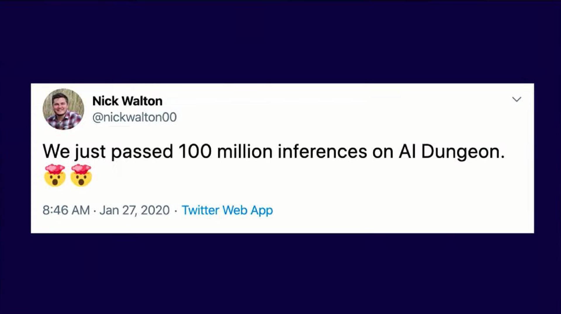 nick we just passed million inferences on dungeon am twitter web | OpenAI