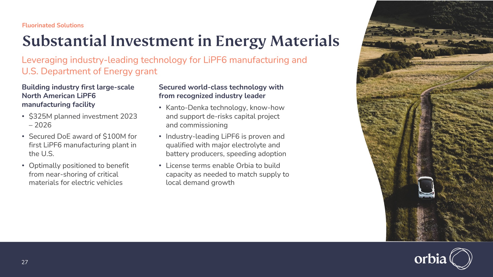 substantial investment in energy materials | Orbia