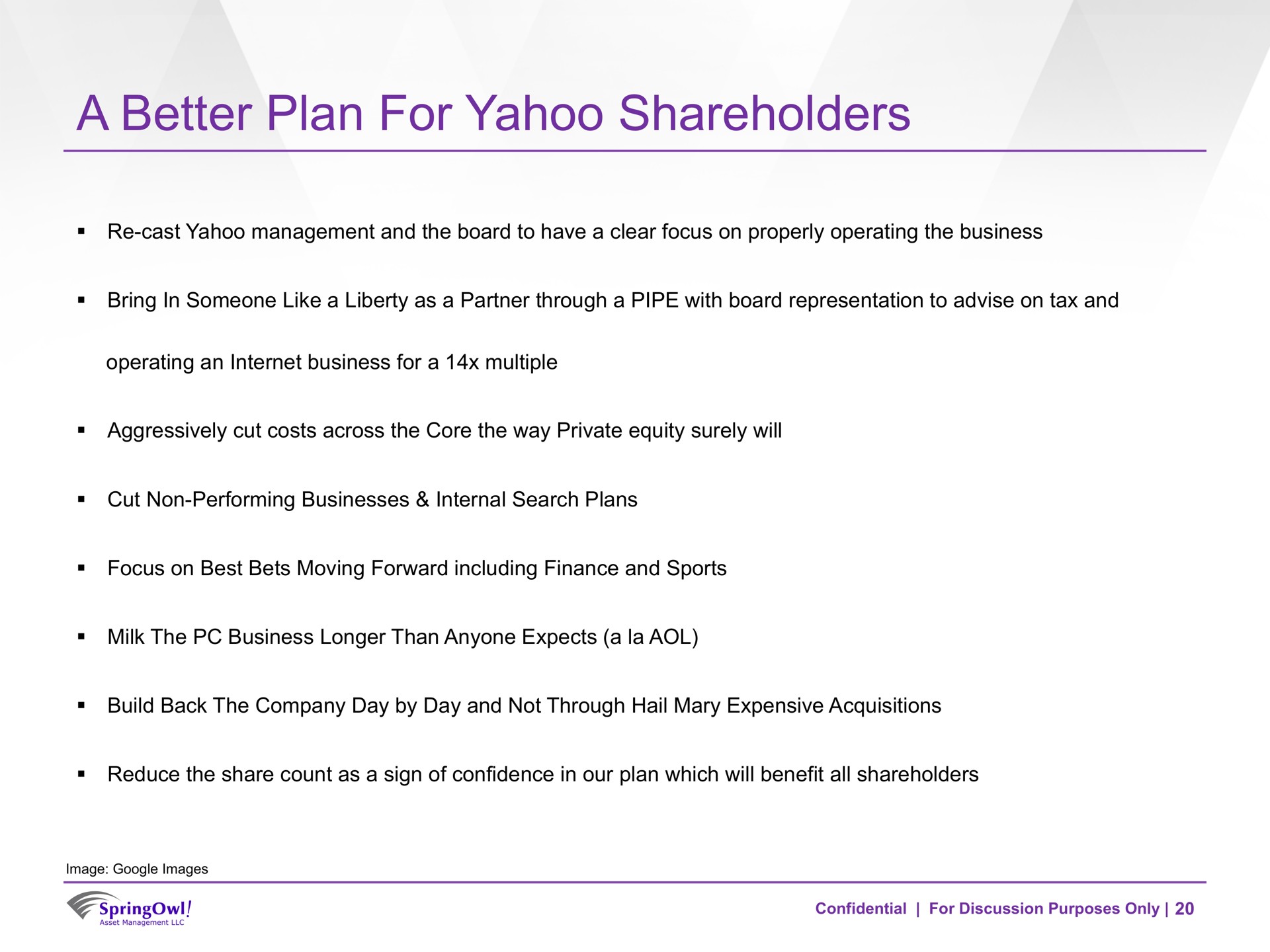 a better plan for yahoo shareholders | SpringOwl