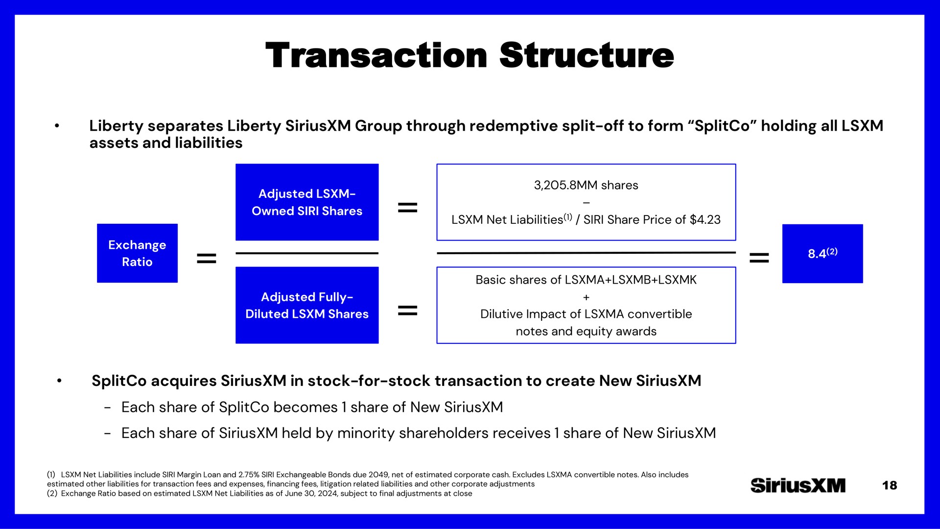 transaction structure | SiriusXM