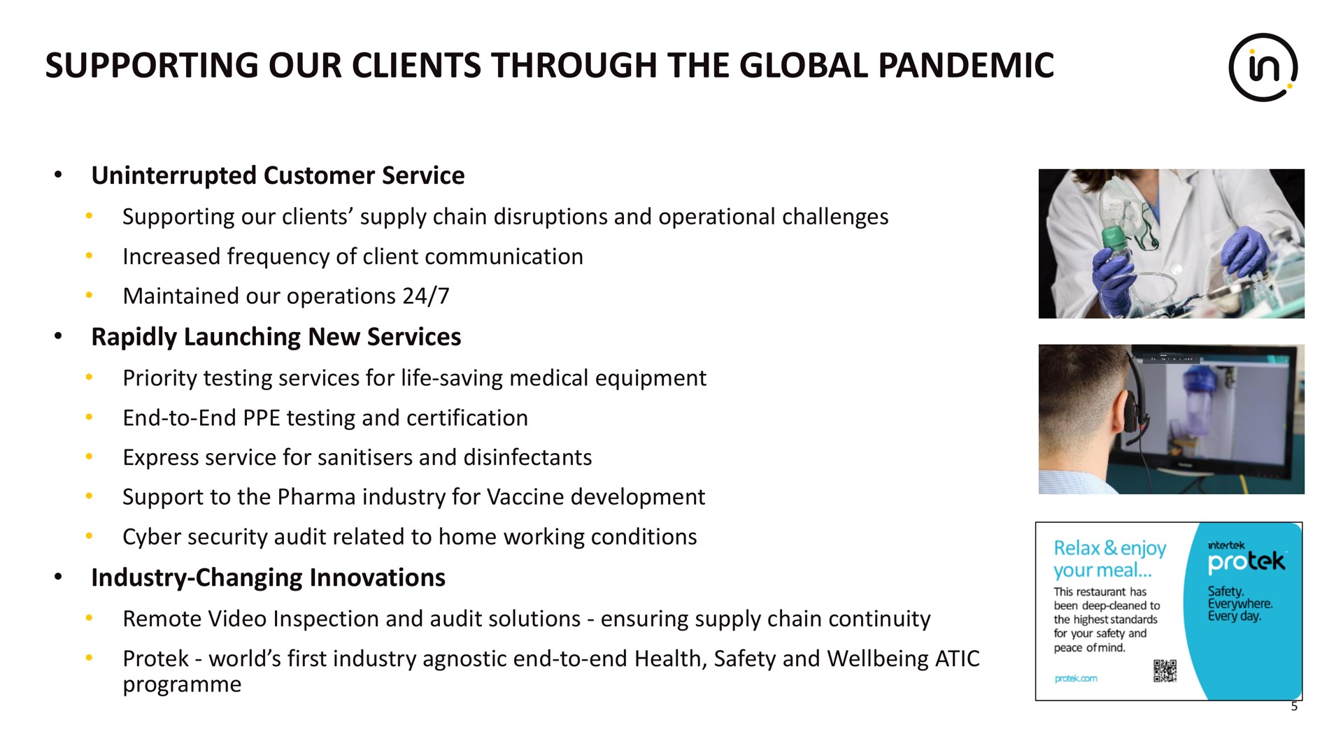 supporting our clients through the global pandemic in | Intertek