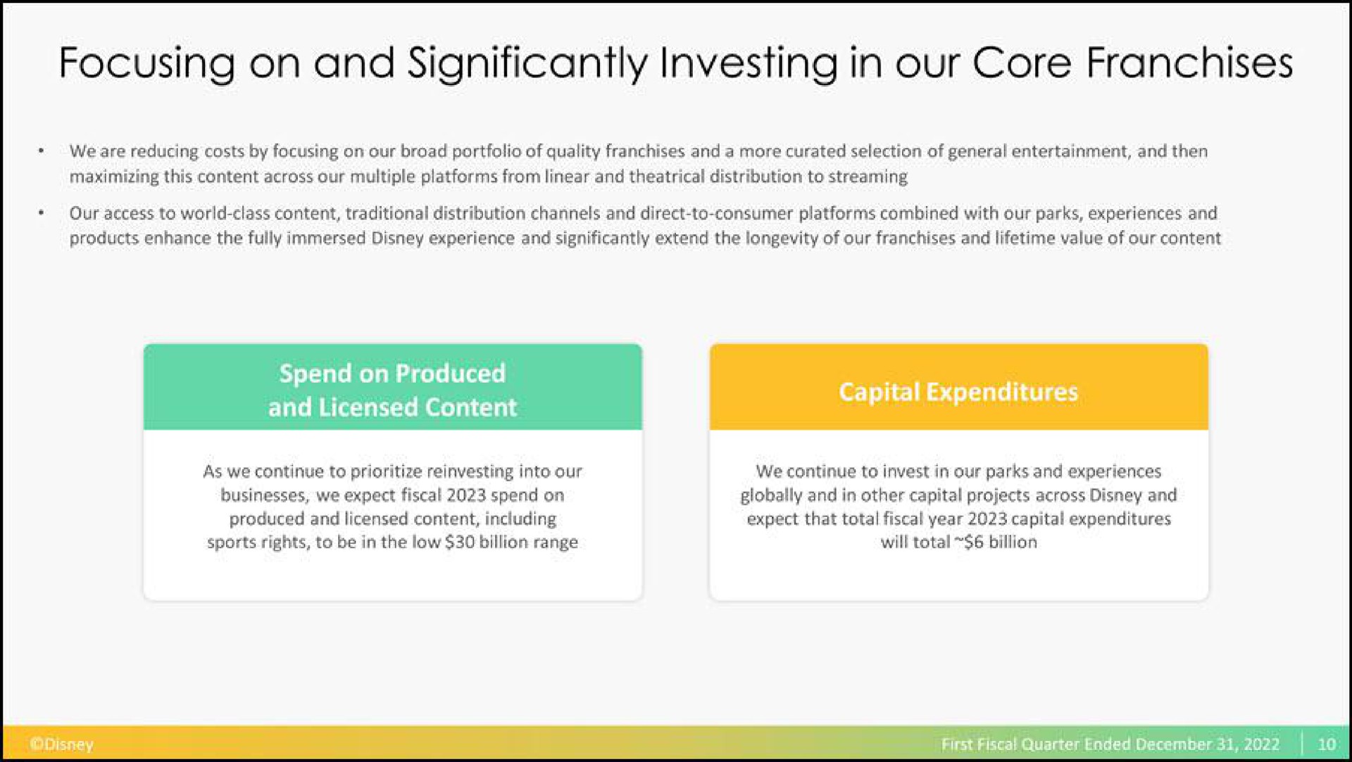 focusing on and significantly investing in our core franchises | Disney