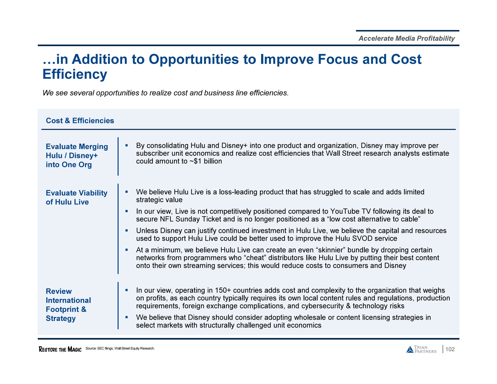addition to opportunities to improve focus and cost efficiency | Trian Partners