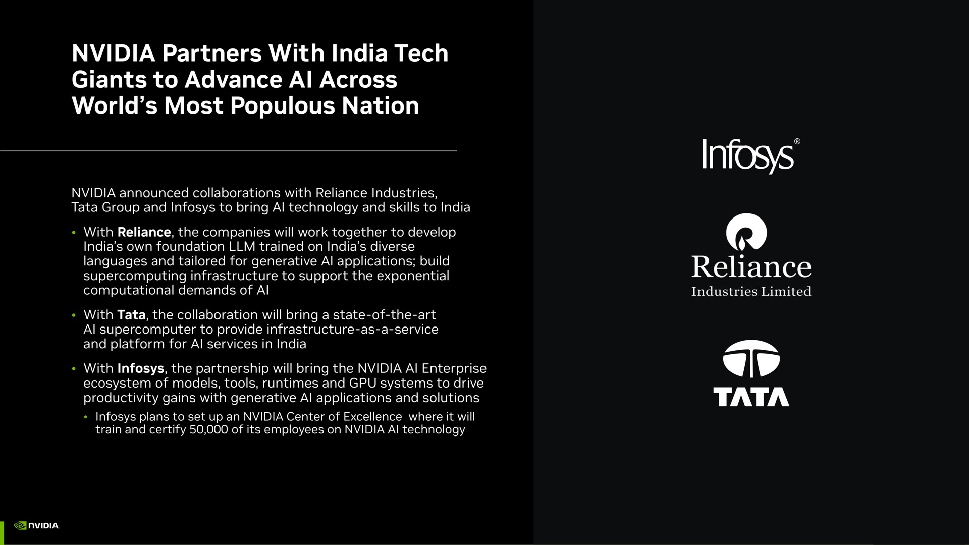 partners with tech giants to advance across world most populous nation reliance | NVIDIA