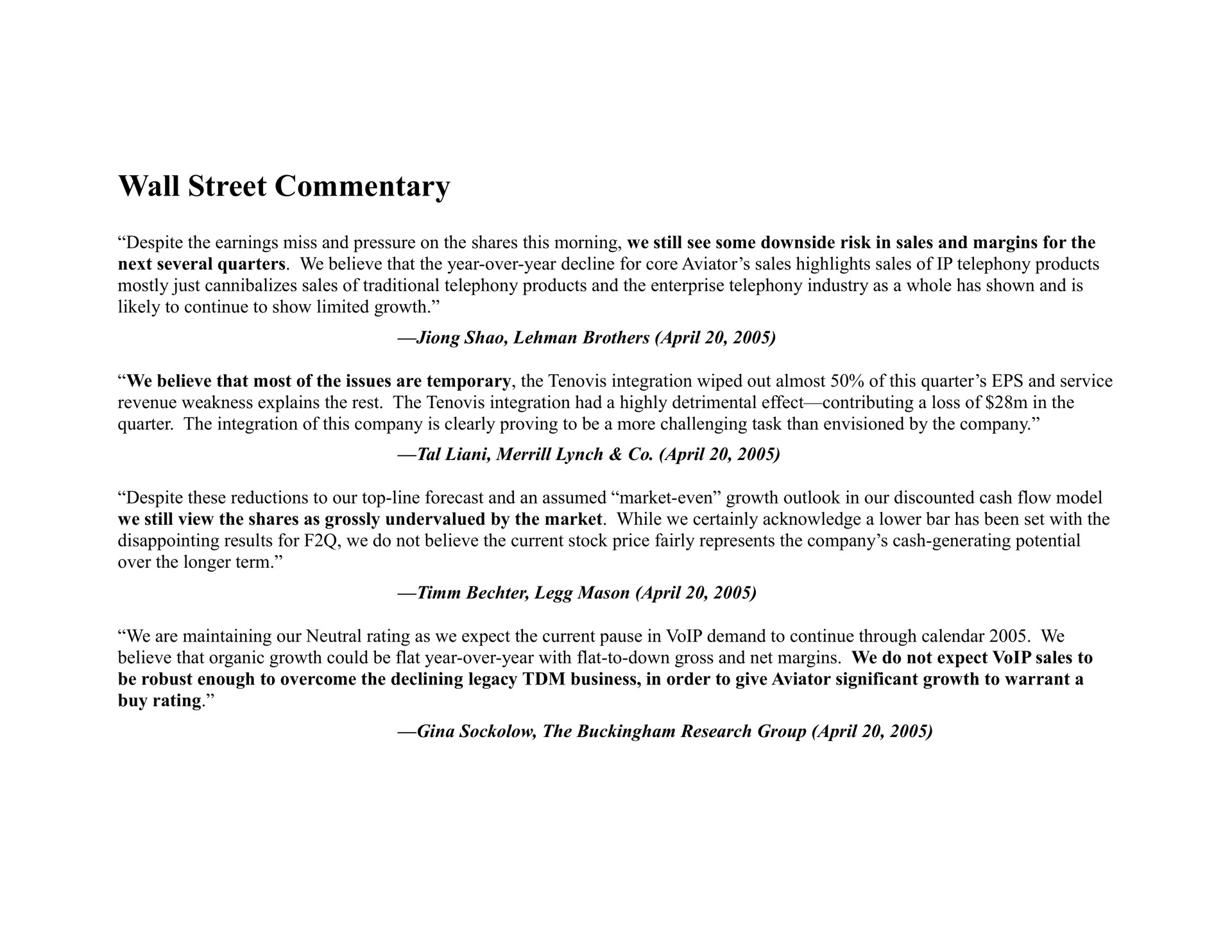 wall street commentary | Bear Stearns