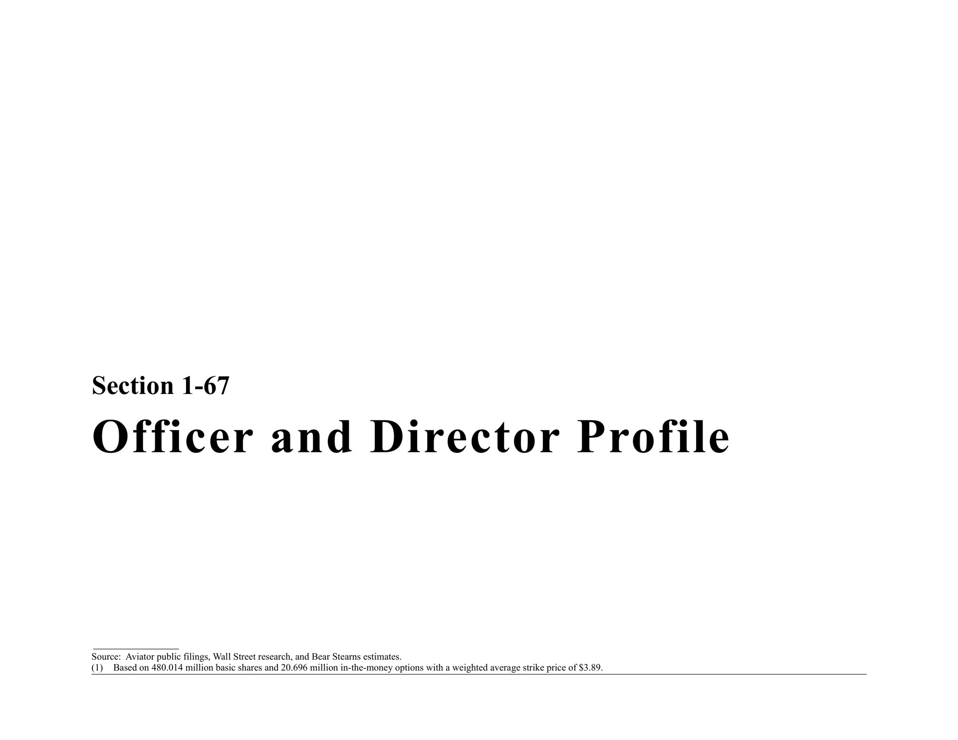 section officer and director profile | Bear Stearns