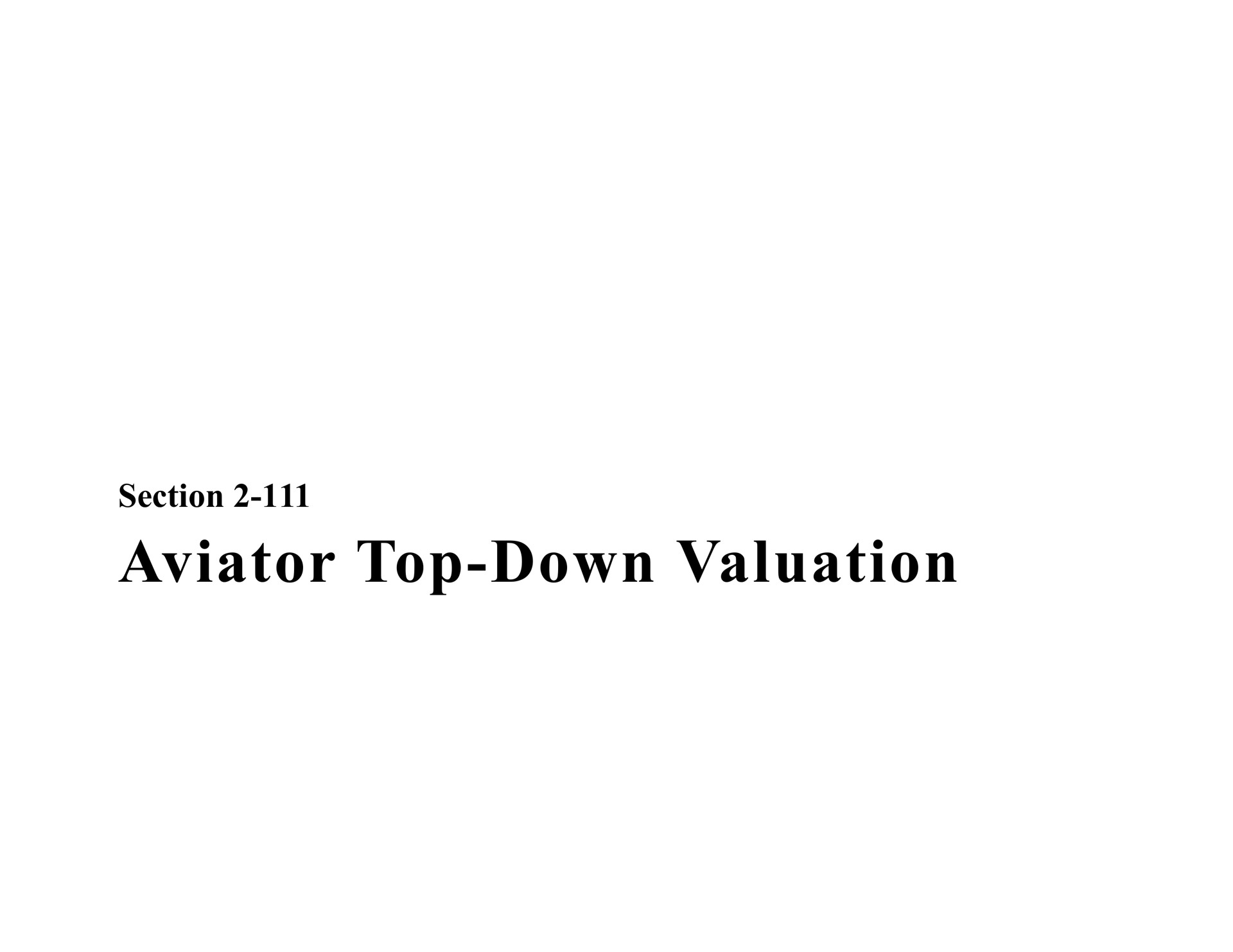 section aviator top down valuation | Bear Stearns