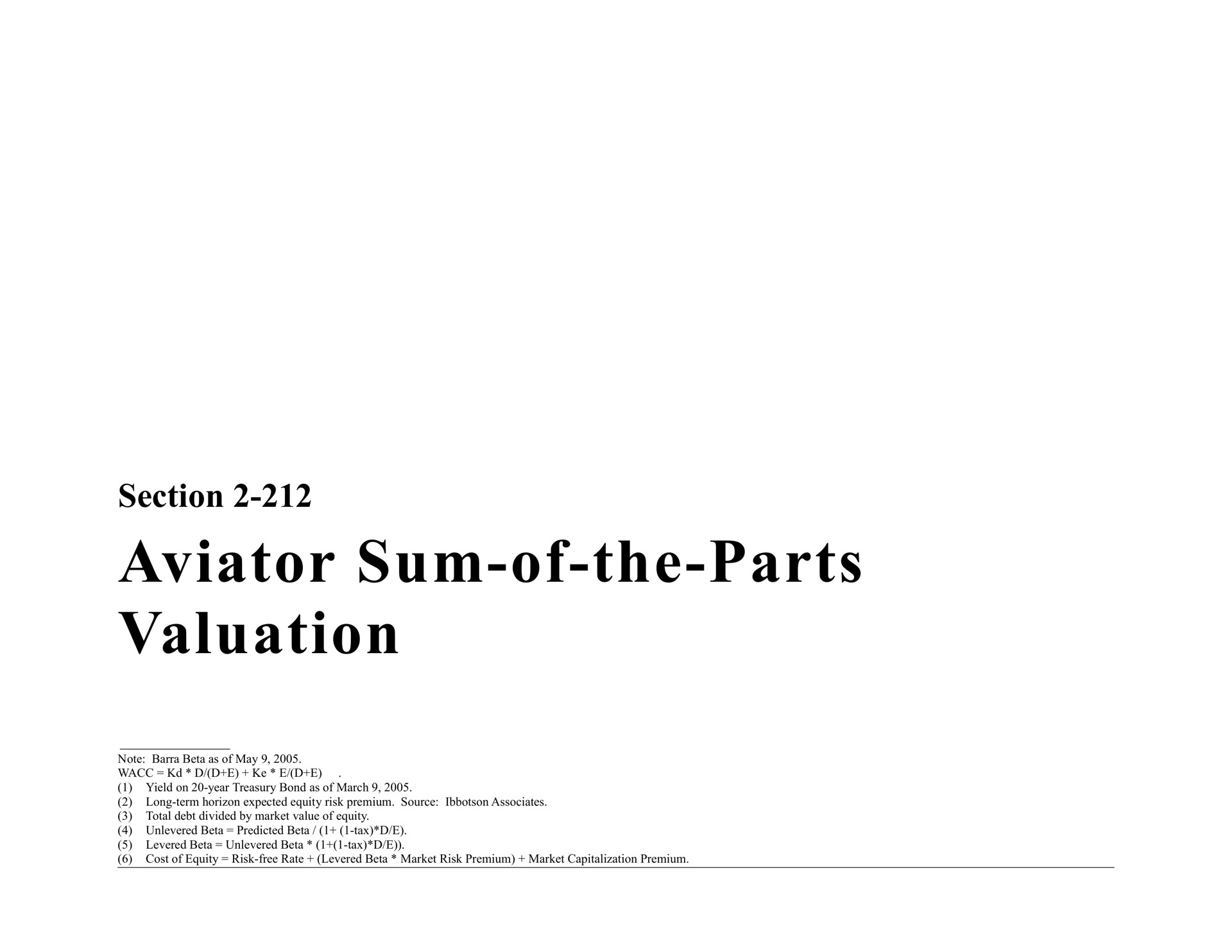 section aviator sum of the parts valuation | Bear Stearns