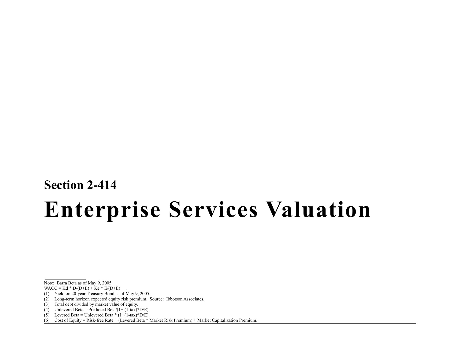 section enterprise services valuation | Bear Stearns