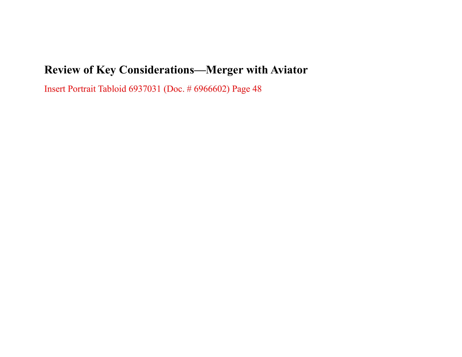 review of key considerations merger with aviator insert portrait tabloid doc page | Bear Stearns