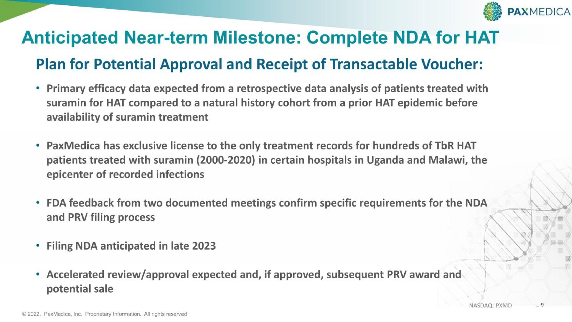 anticipated near term milestone complete for hat | PaxMedica