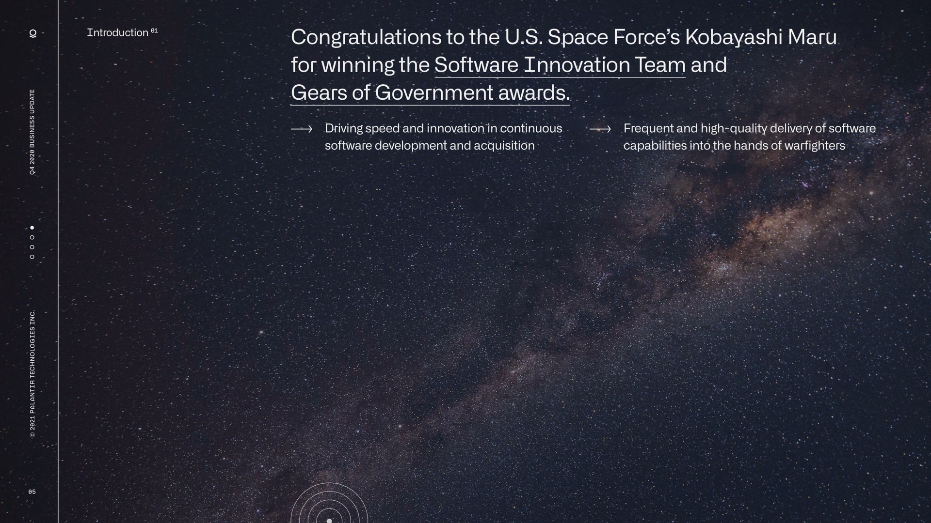 congratulations to the space force maru for winning the innovation team and gears of government awards moneys | Palantir