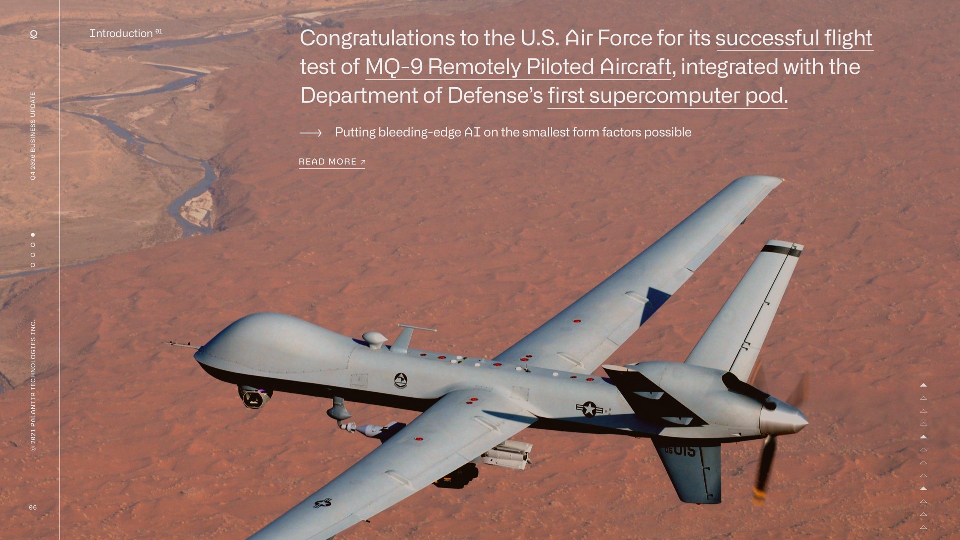 congratulations to the air force for its successful flight test of remotely piloted aircraft integrated with the department of defense first pod a | Palantir