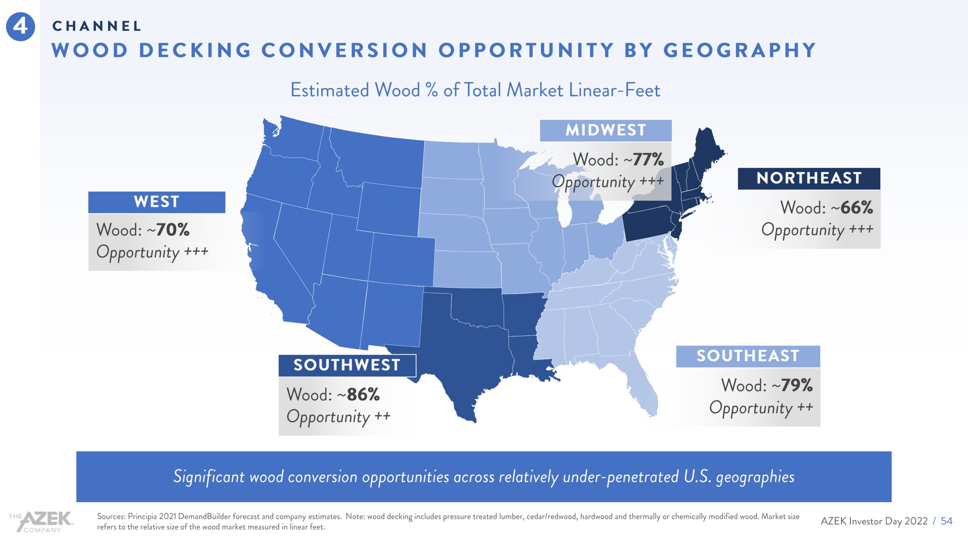 wood decking conversion opportunity by geography southwest southeast | Azek