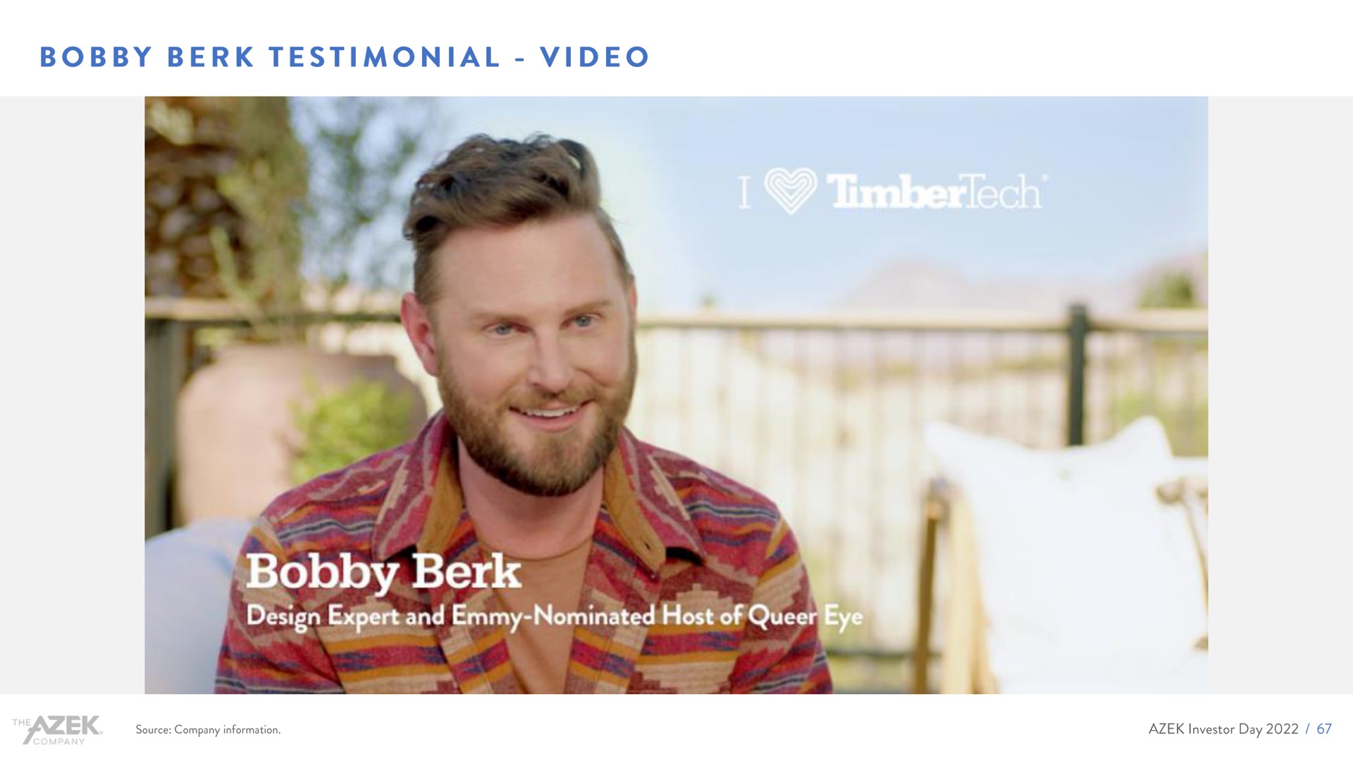 bobby testimonial video design nominated host of | Azek