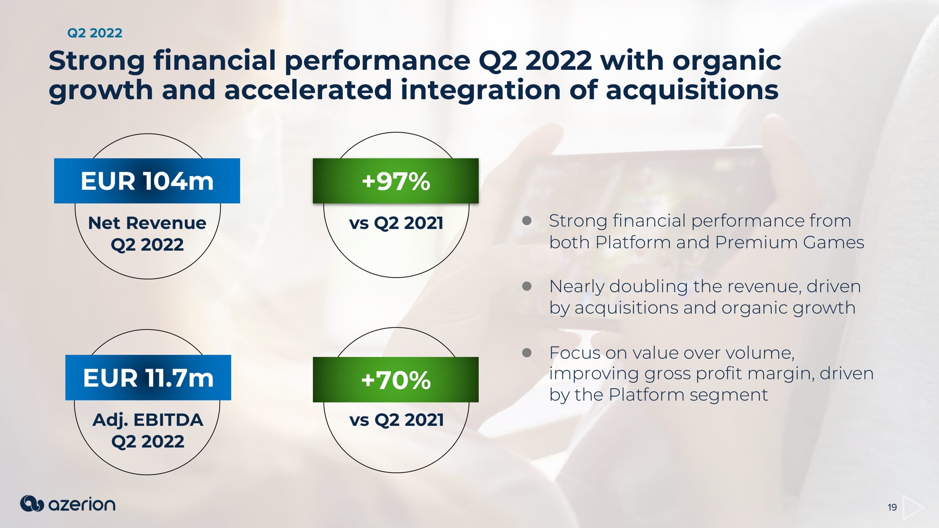 strong financial performance with organic growth and accelerated integration of acquisitions a is | Azerion