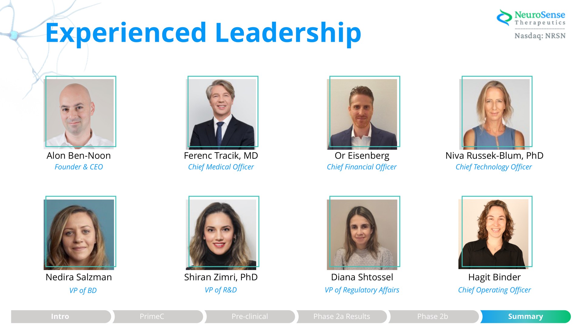 experienced leadership | NeuroSense Therapeutics