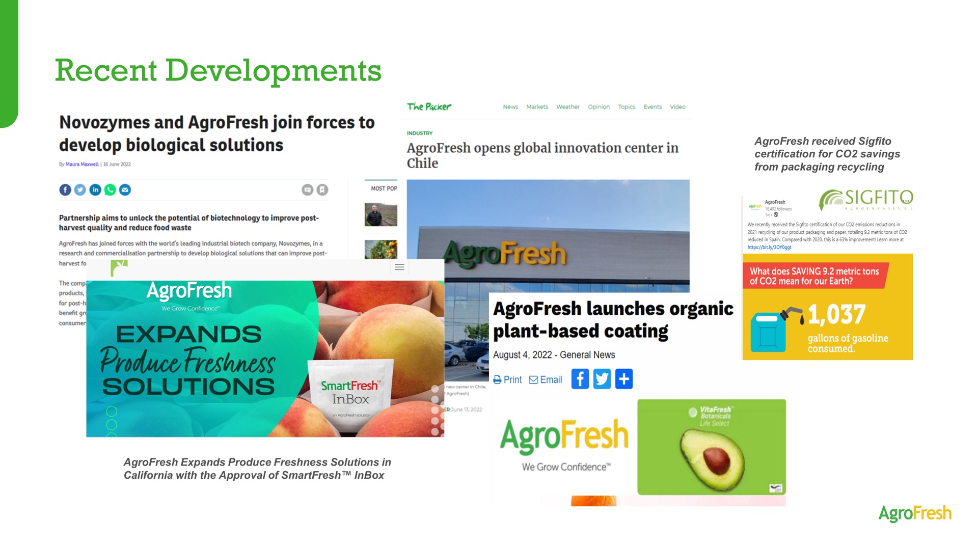 recent developments and join forces to develop biological solutions launches organic plant based coating we | AgroFresh