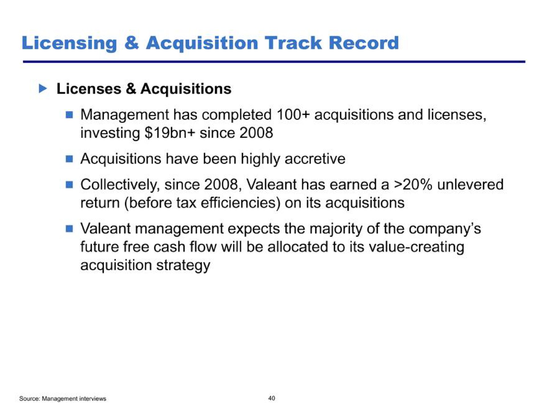 licensing acquisition track record | Pershing Square