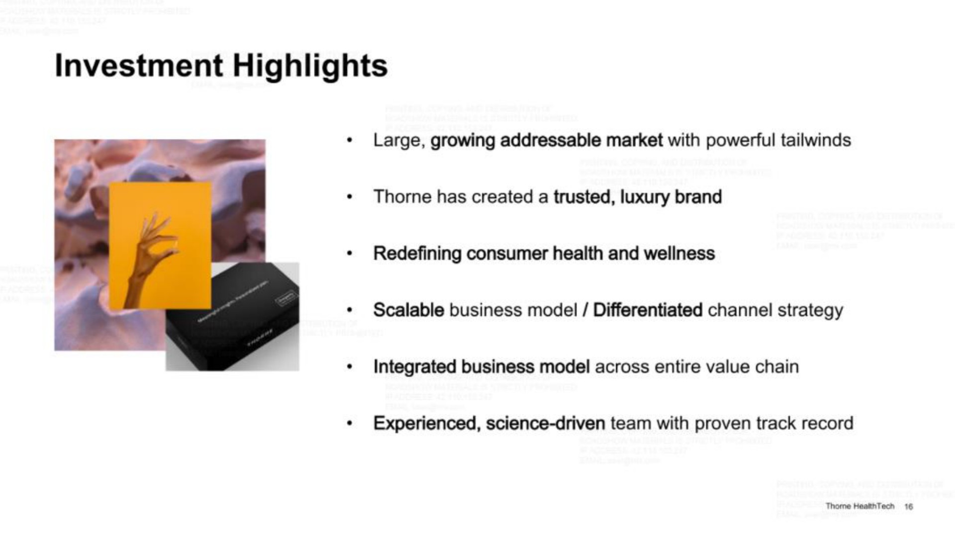 investment highlights | Thorne HealthTech