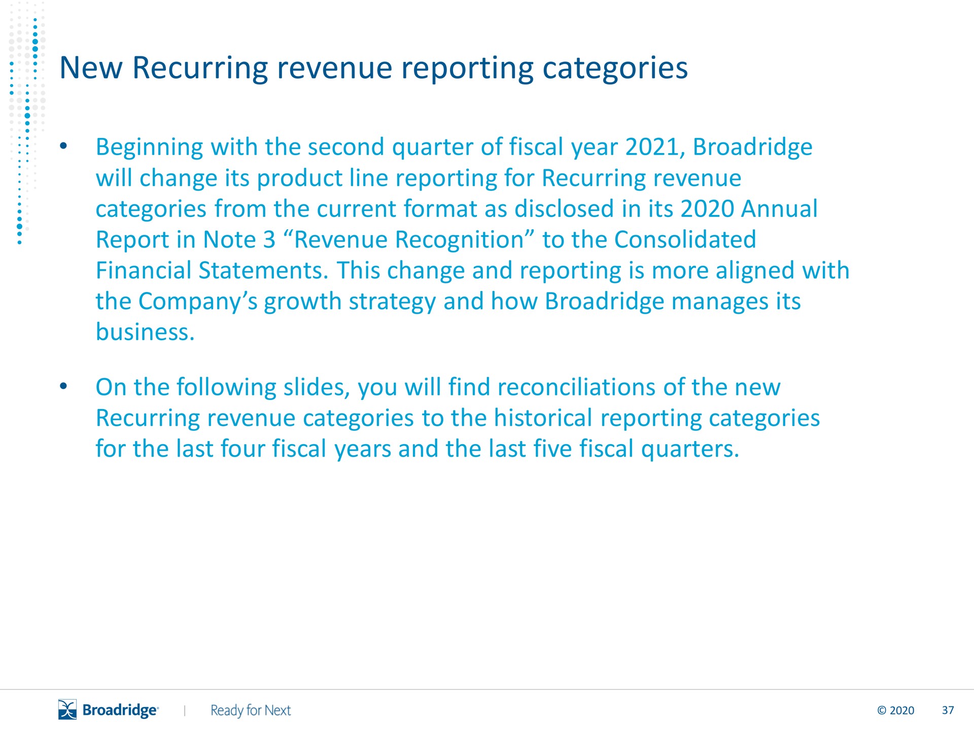new recurring revenue reporting categories | Broadridge Financial Solutions