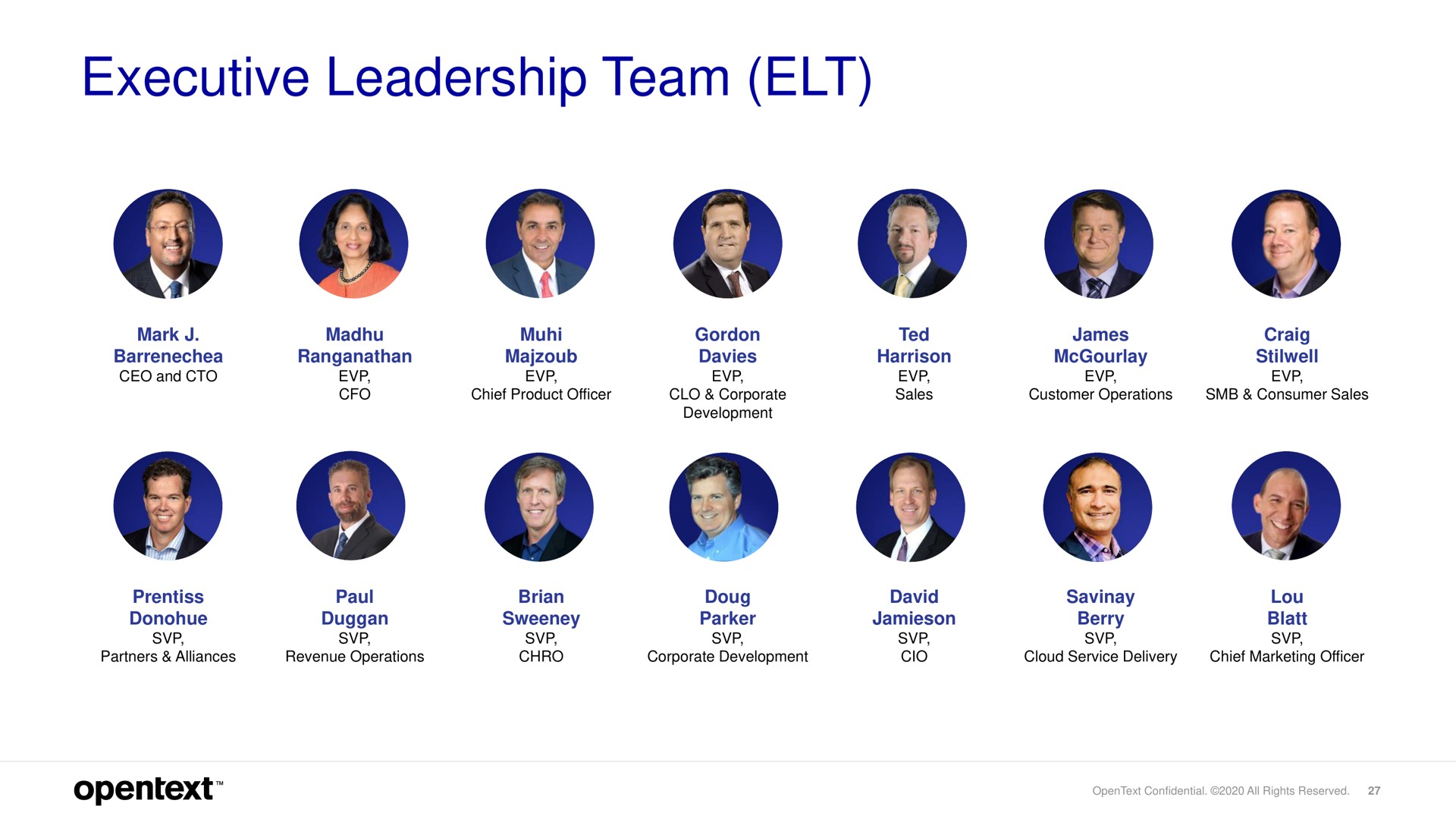 executive leadership team elt | OpenText