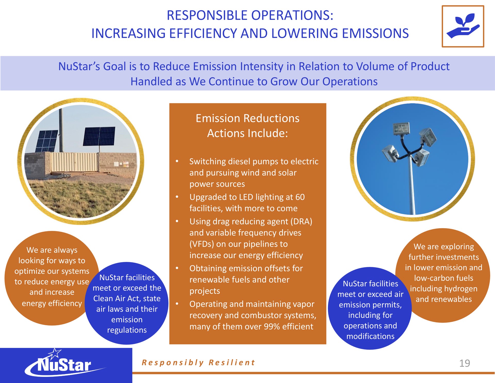 responsible operations increasing efficiency and lowering emissions | NuStar Energy