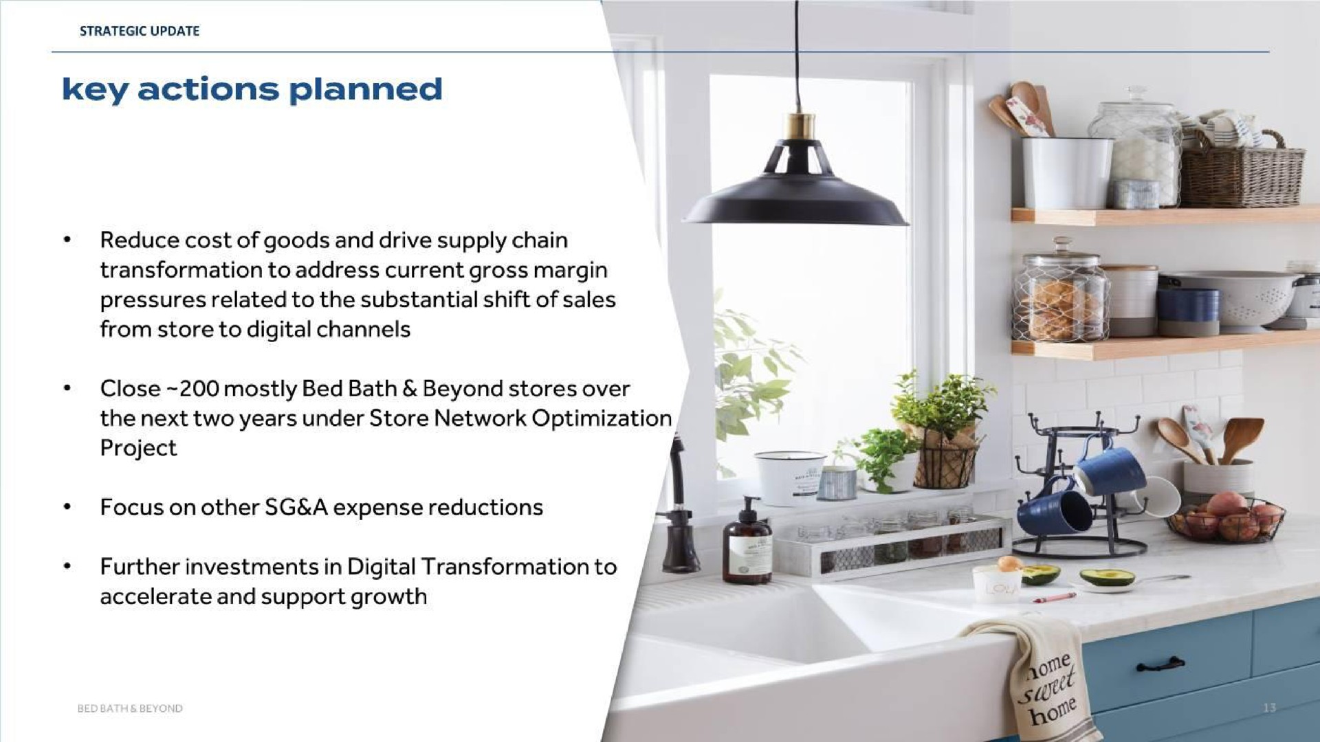 key actions planned | Bed Bath & Beyond