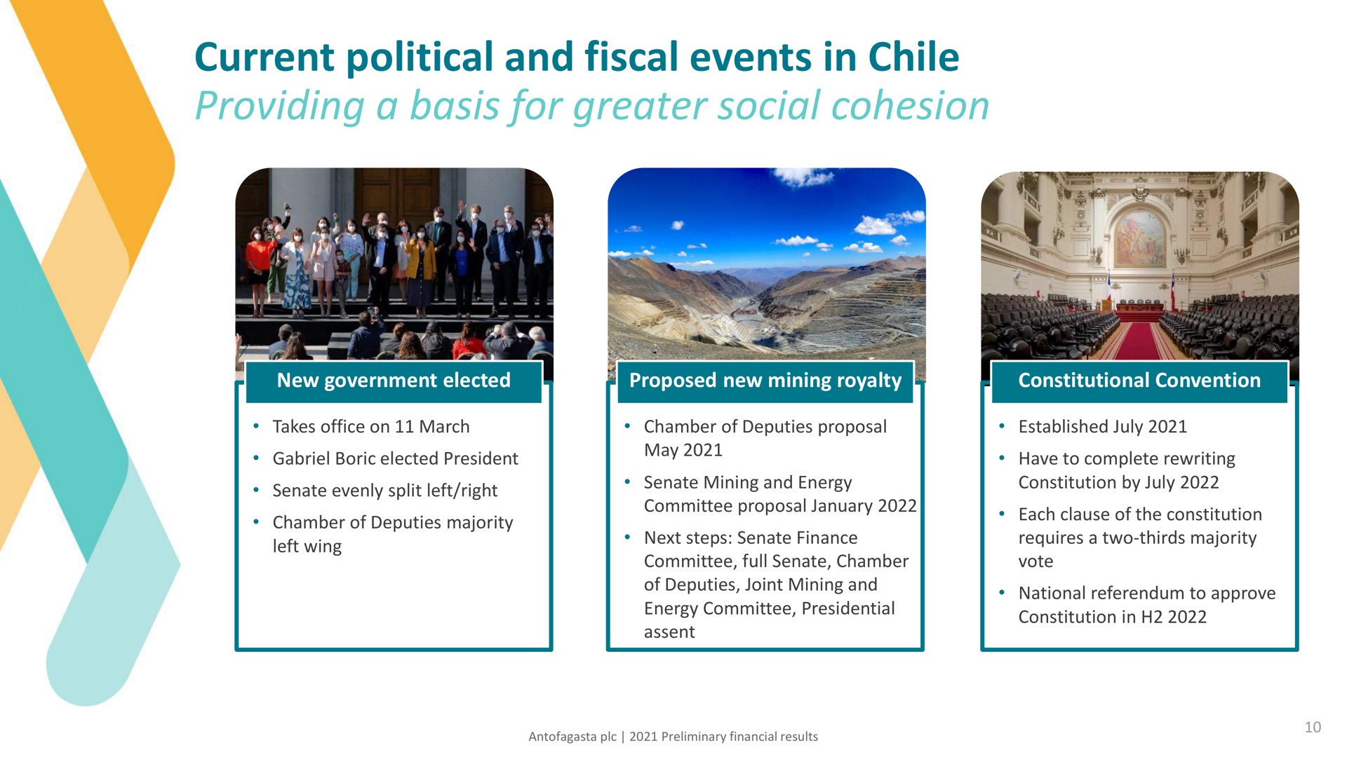 current political and fiscal events in chile providing a basis for greater social cohesion | Antofagasta