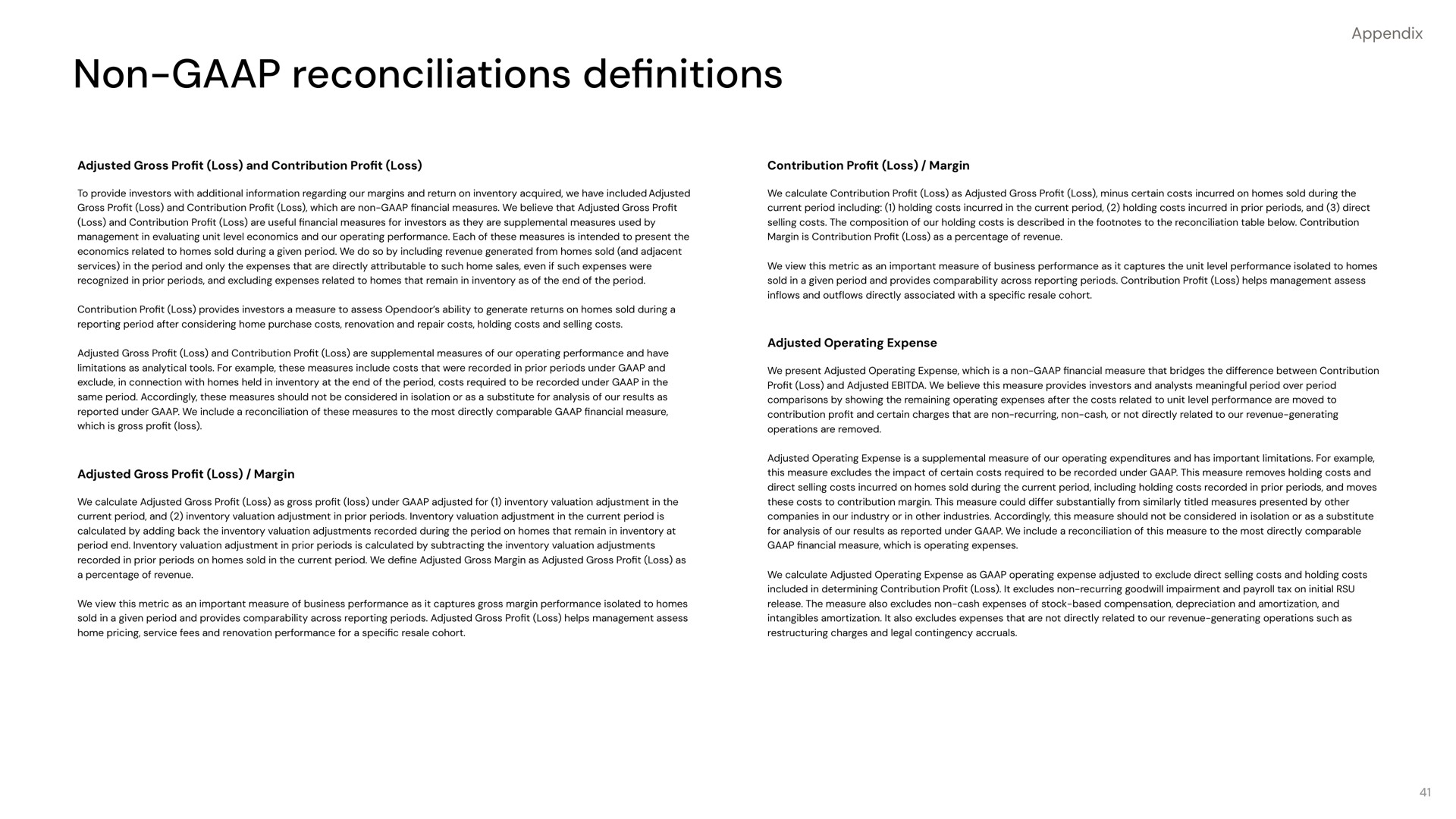 non reconciliations definitions | Opendoor