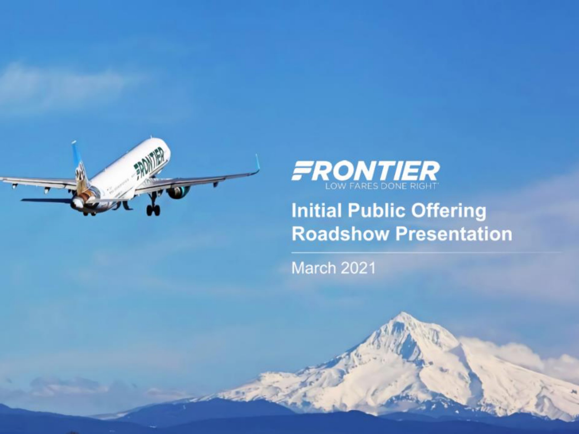 initial public offering presentation | Frontier
