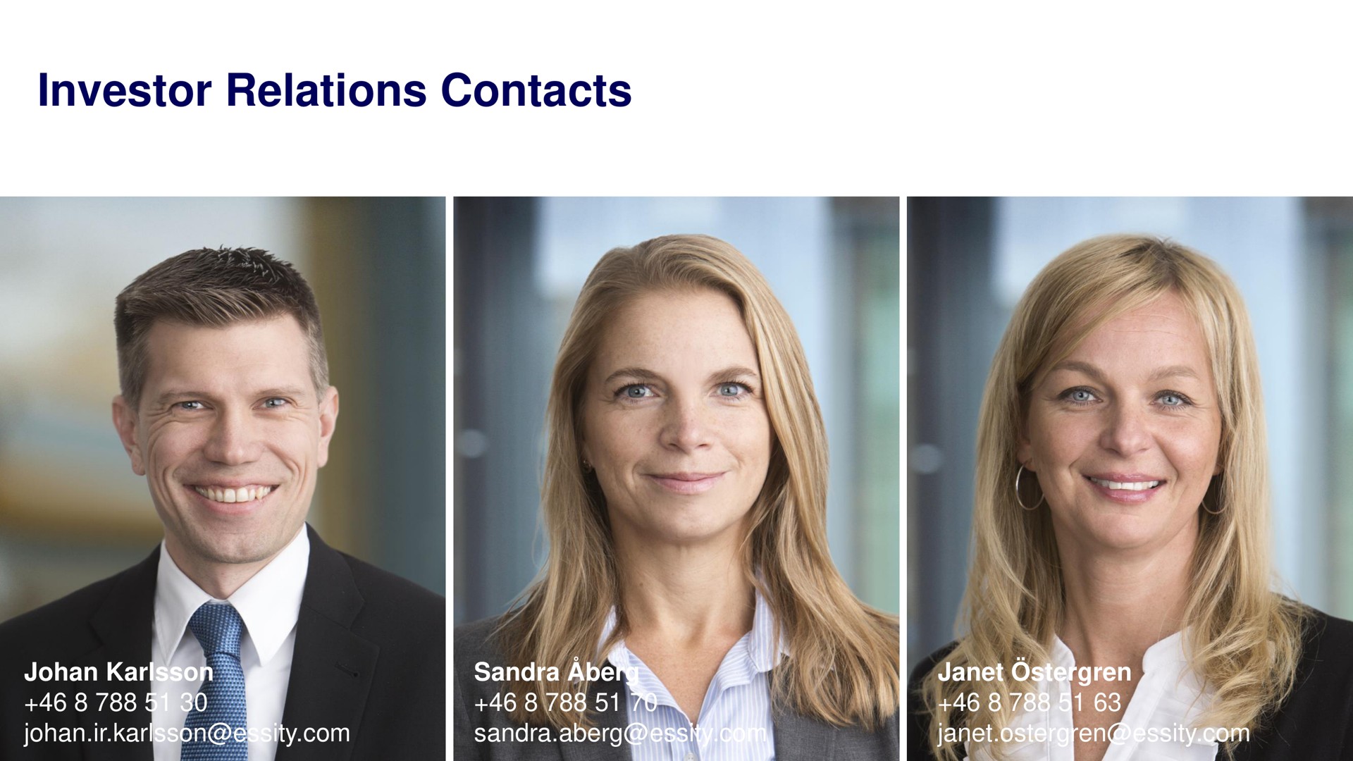 investor relations contacts | Essity