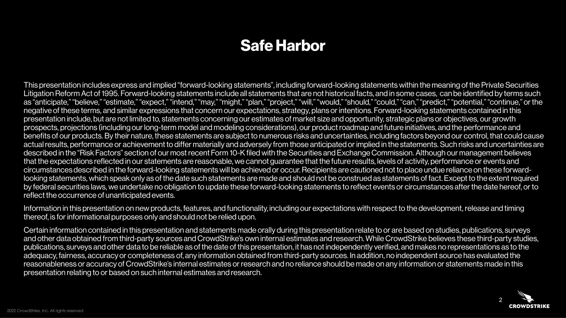 safe harbor | Crowdstrike