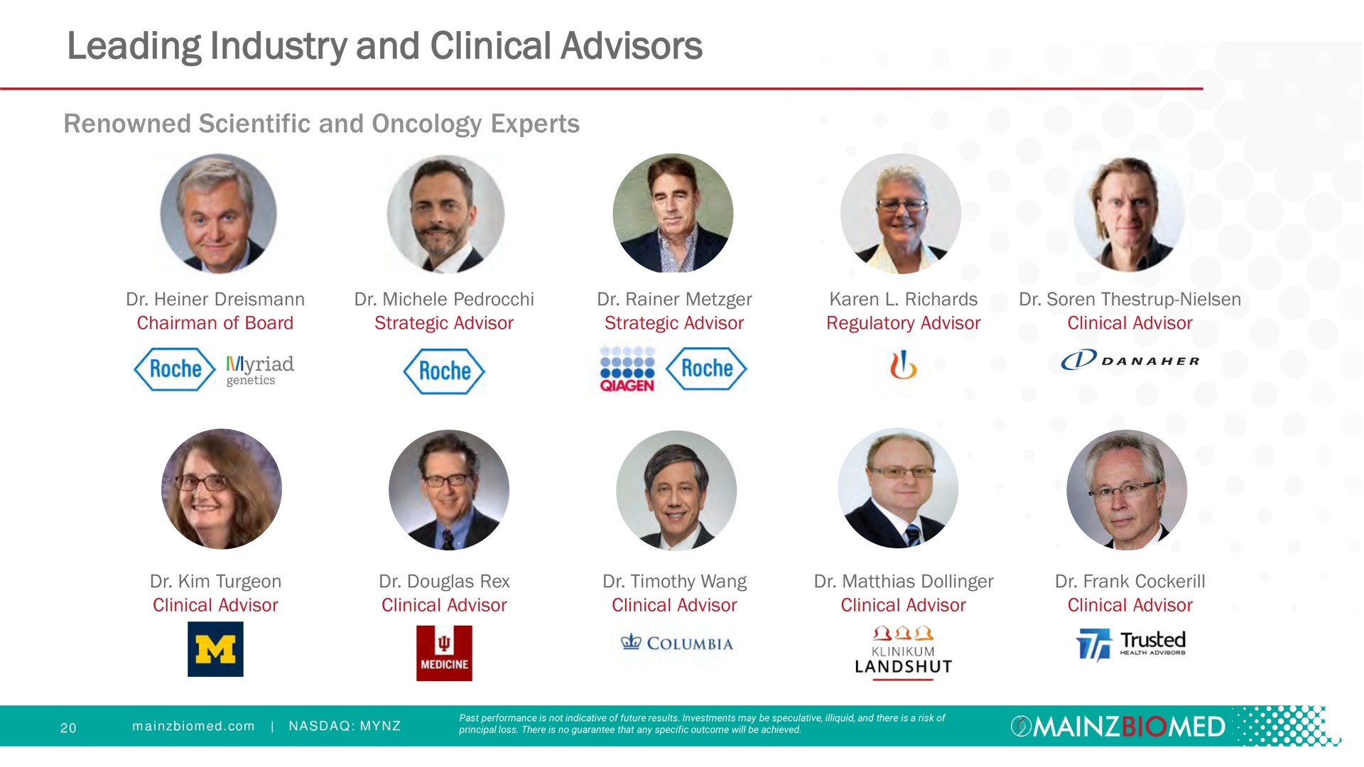 leading industry and clinical advisors | Mainz Biomed NV