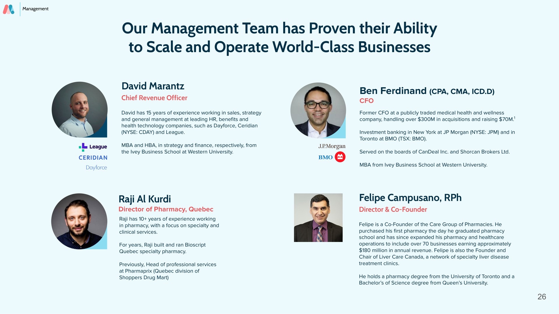 our management team has proven their ability to scale and operate world class businesses | Mednow