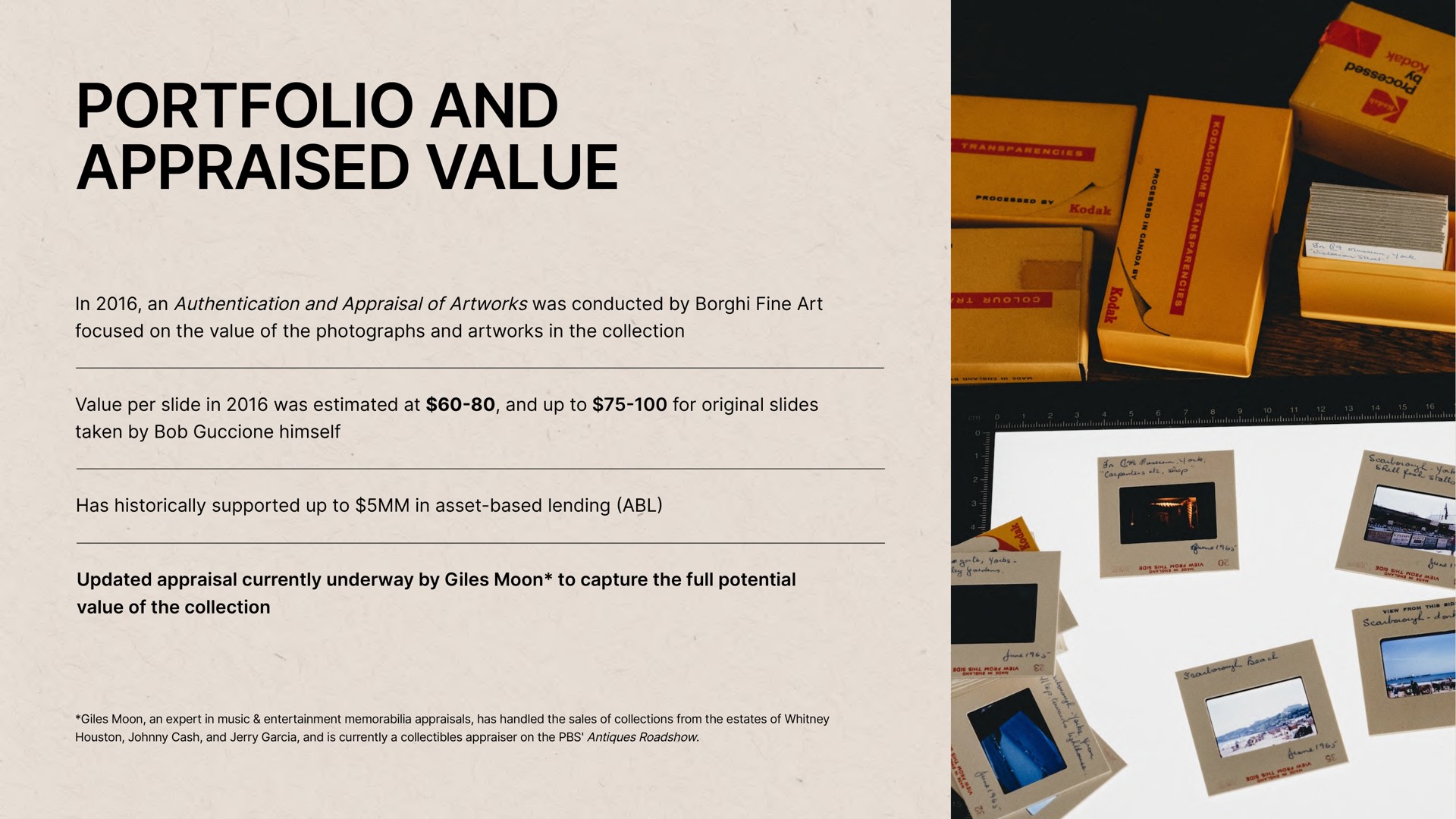 portfolio and appraised value | OG Gallery