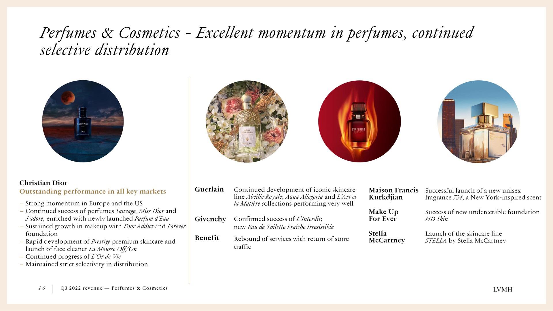 perfumes cosmetics excellent momentum in perfumes continued selective distribution | LVMH