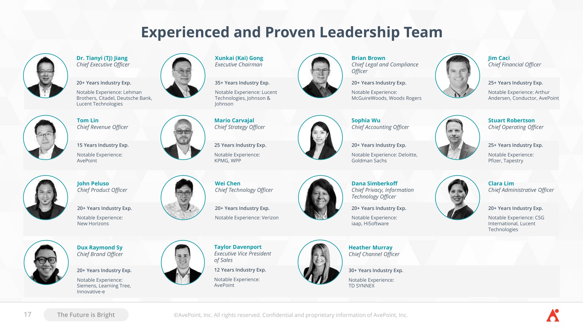 experienced and proven leadership team | AvePoint